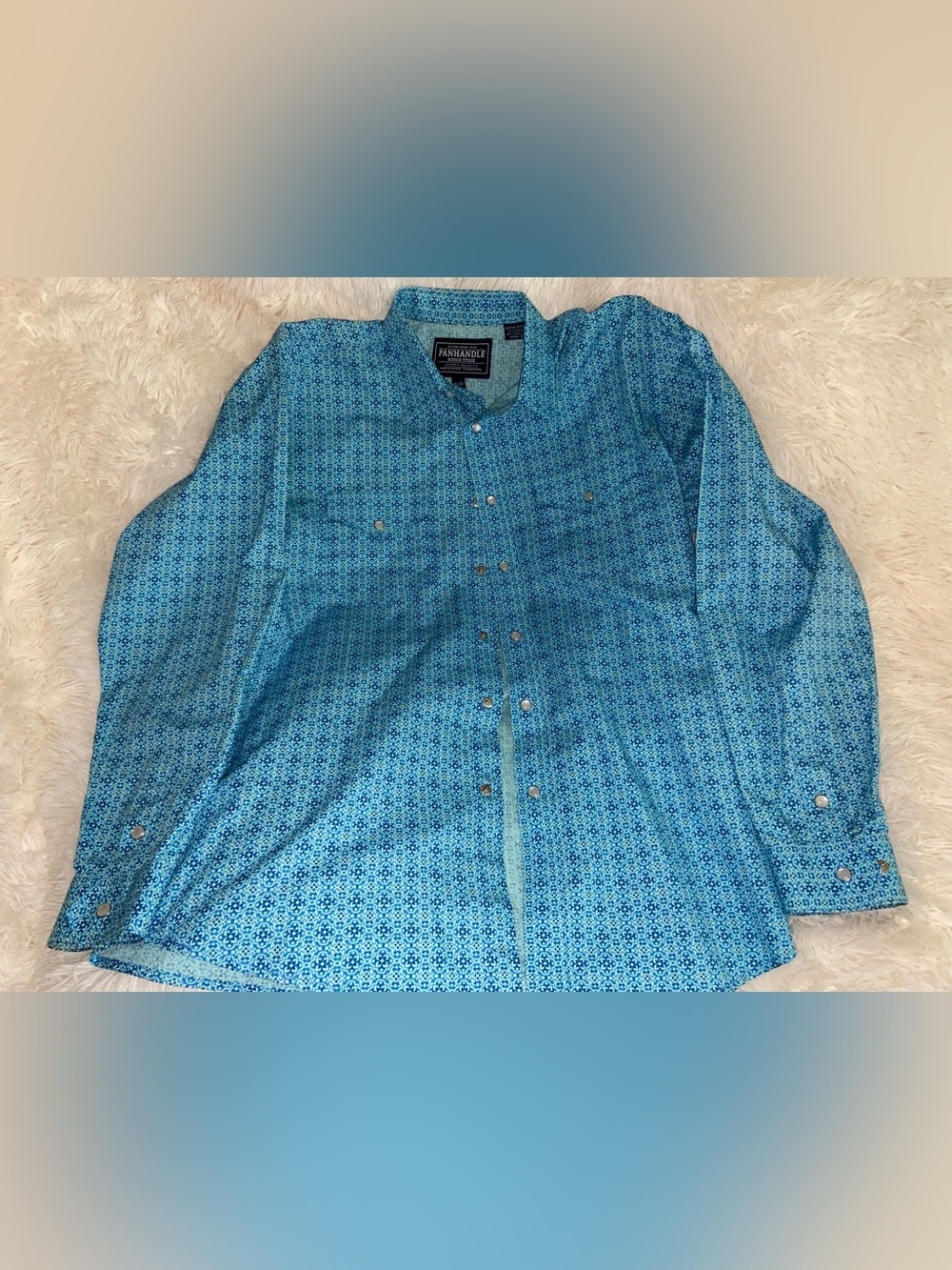 Panhandle Kids' Teal Blue Printed Button-Down Shirt
